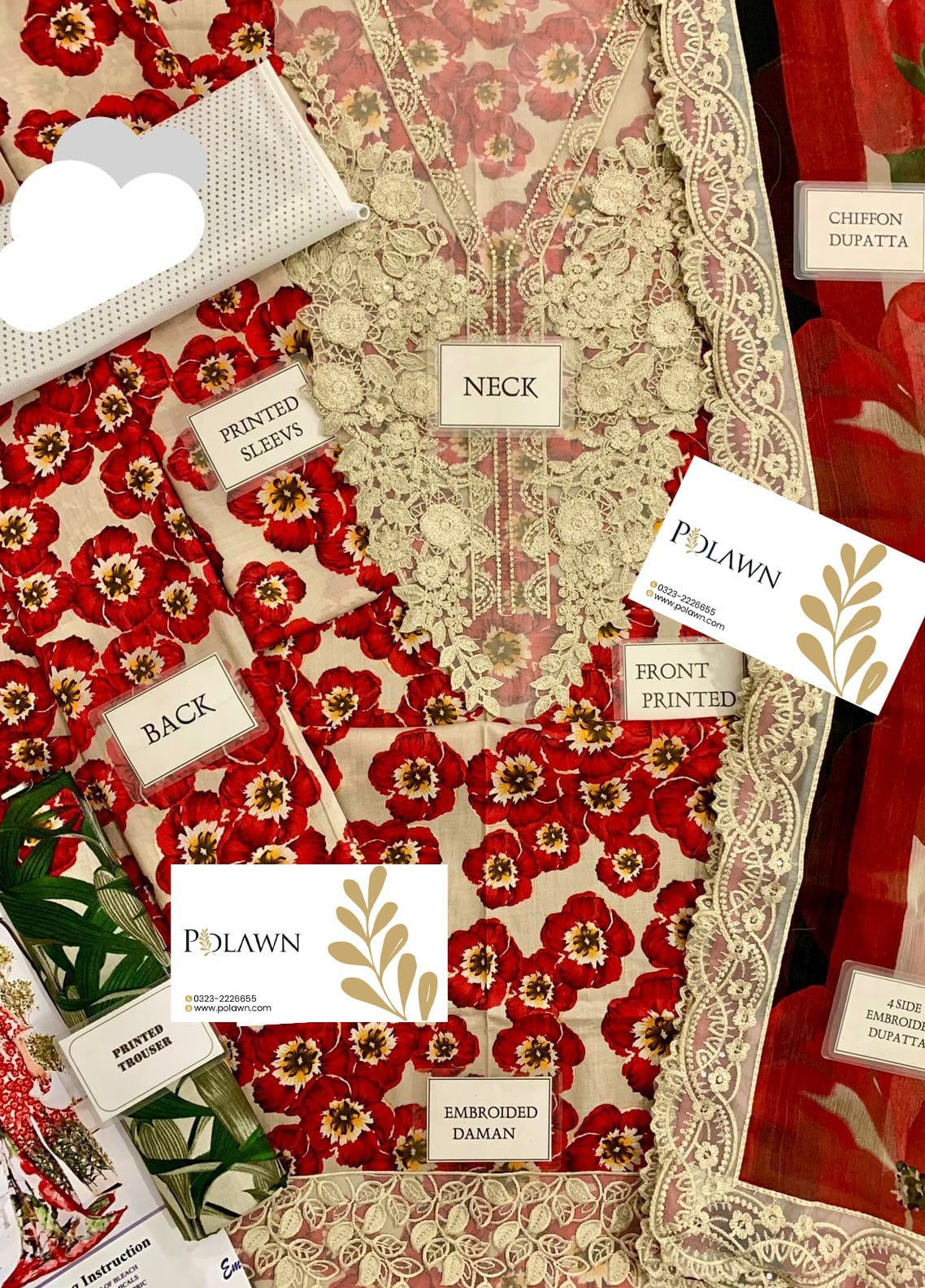 Embroidered Lawn 3 Piece Unstitched Suit MBL-MPT-2606-B-25 - Summer Collection