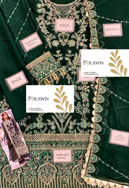 Embroidered Chiffon 3 Piece Unstitched Suit SC-CT 25004-25 - Party Wear