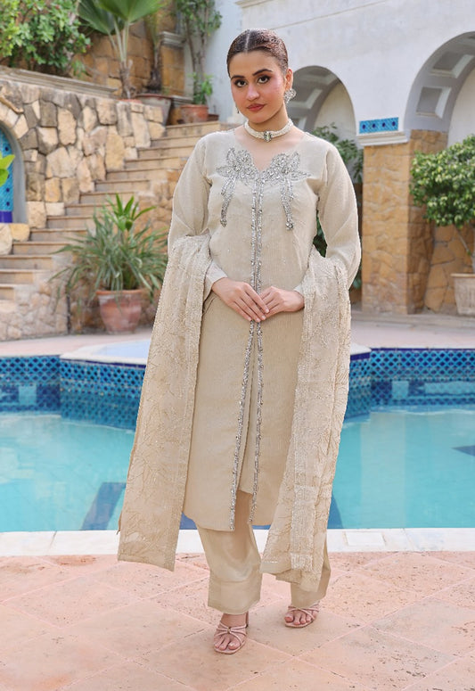 Embroidered Chiffon 3 Piece Unstitched Suit PD-25-444 - Party Wear