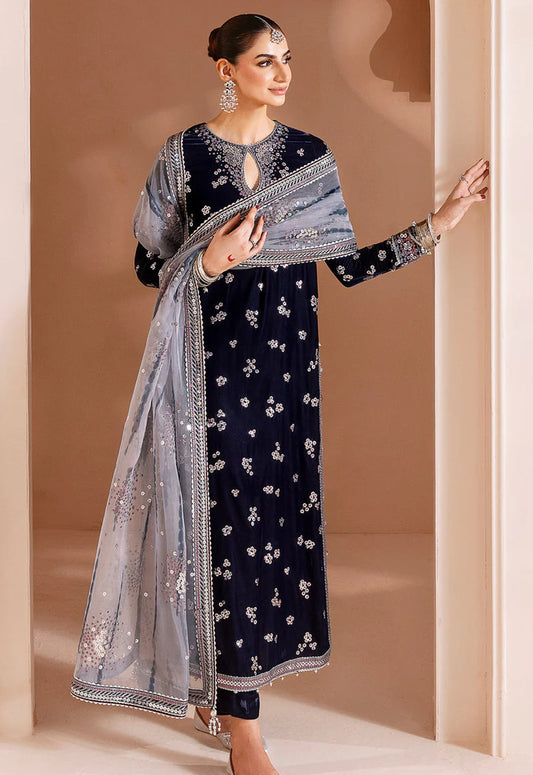 Embroidered Unstitched 3 Piece Velvet Suit JV-CVF-D03-25 - Party Wear