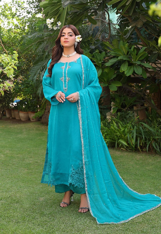 Embroidered Chiffon 3 Piece Unstitched Suit PD-25-443 - Party Wear