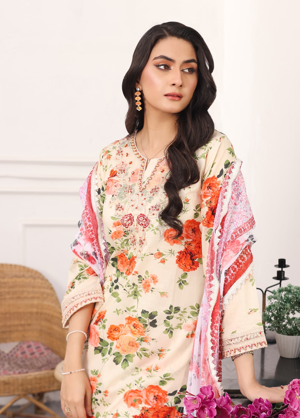 Heer By Polawn Embroidered Stitched 3 Piece Lawn Suit PD-24-102-Ready to Wear