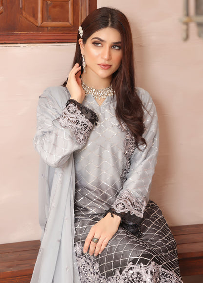 Arzoo By Polawn Embroidered Stitched 3 Piece Chiffon Suit PD-24-702-Ready to Wear