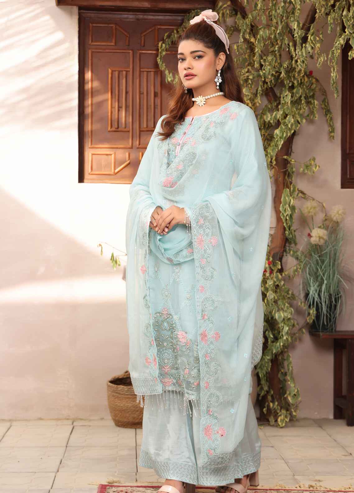 Arzoo By Polawn Embroidered Stitched 3 Piece Chiffon Suit PD-24-704-Ready to Wear