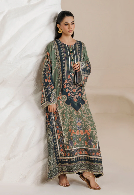 Printed Kaftaan Charmeuse Silk 2 Piece Unstitched Suit MK-SFA-03 Kaftan - Party Wear
