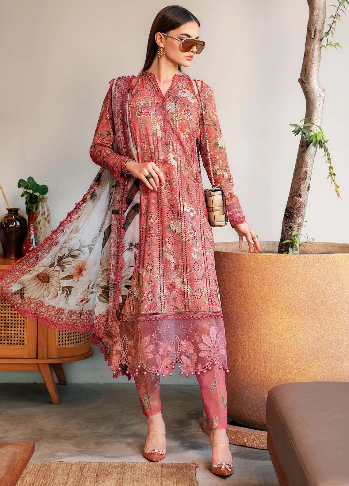 Embroidered Lawn 3 Piece Unstitched Suit MBL-MPT-2508-A-25 - Summer Collection