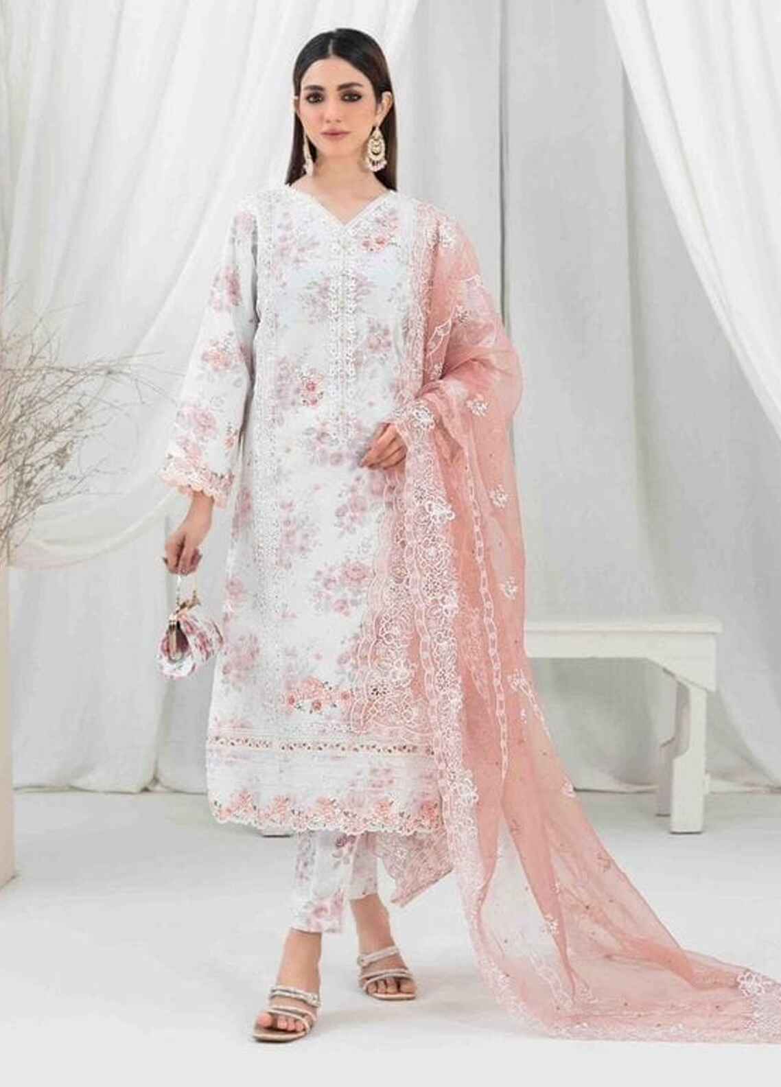 Embroidered Organza 3 Piece Unstitched Suit TF-D-1481-24-Party Wear