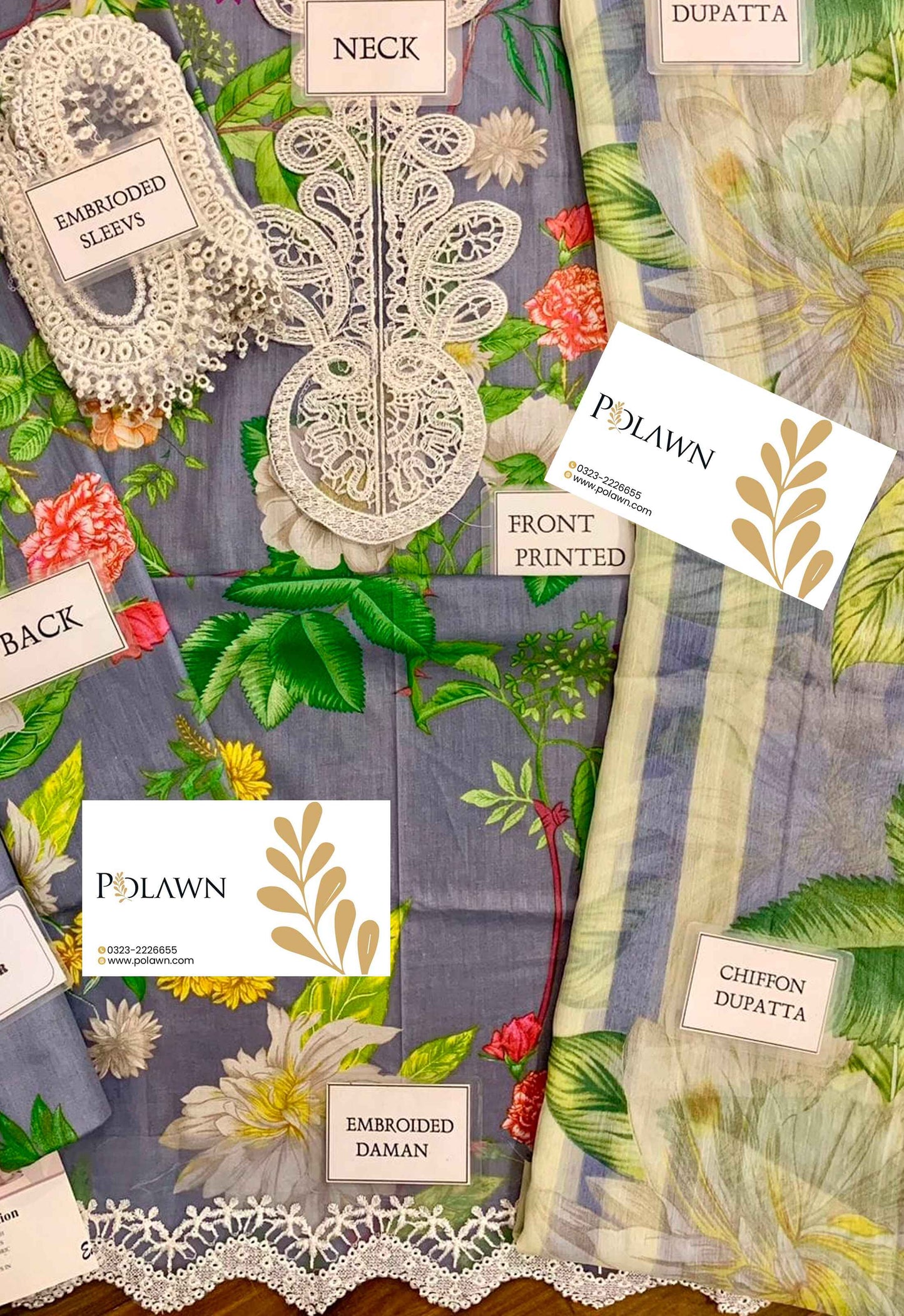 Embroidered Lawn 3 Piece Unstitched Suit MBL-MPT-2604-A-25 - Summer Collection