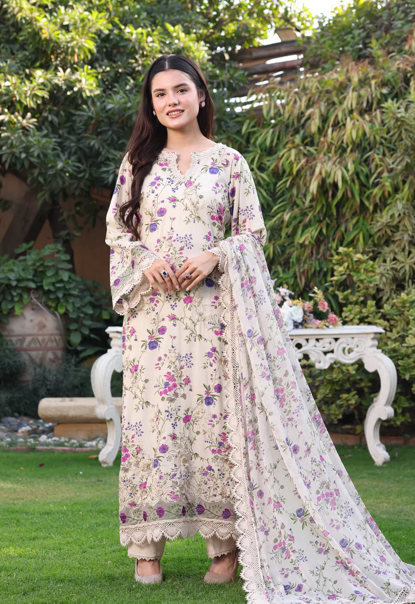 Embroidered Lawn 3 Piece Unstitched Suit ACL-SPR-26-01-A - Summer Collection