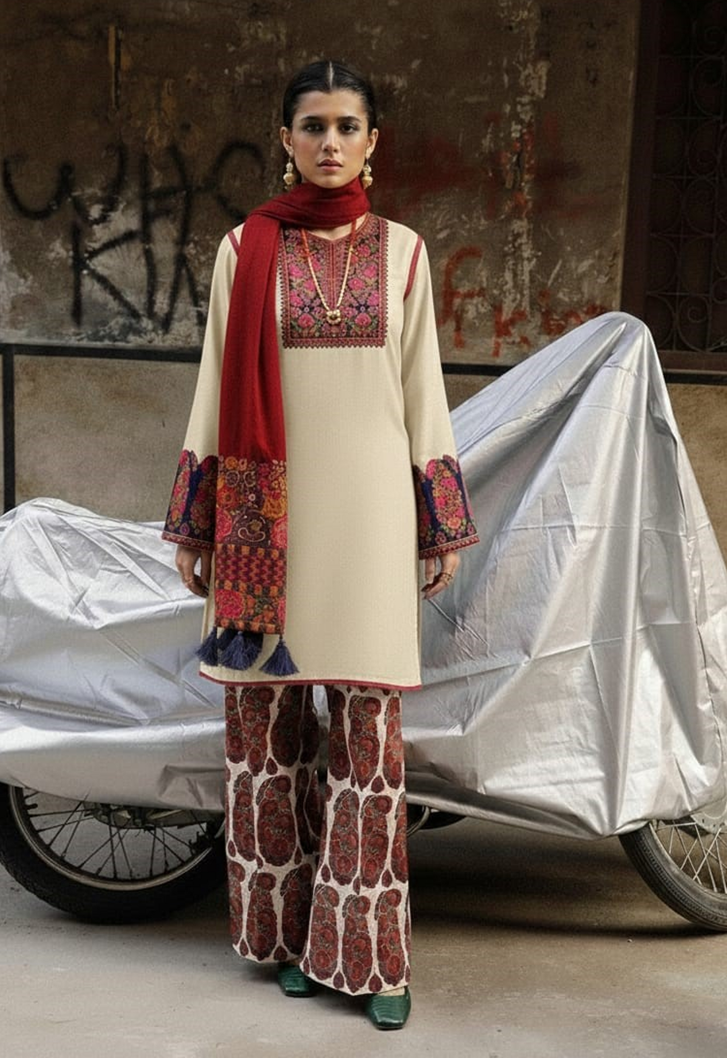 Embroidered Lawn 3 Piece Unstitched Suit JL-HU-Mosaic-A-25 Skin - Summer Collection