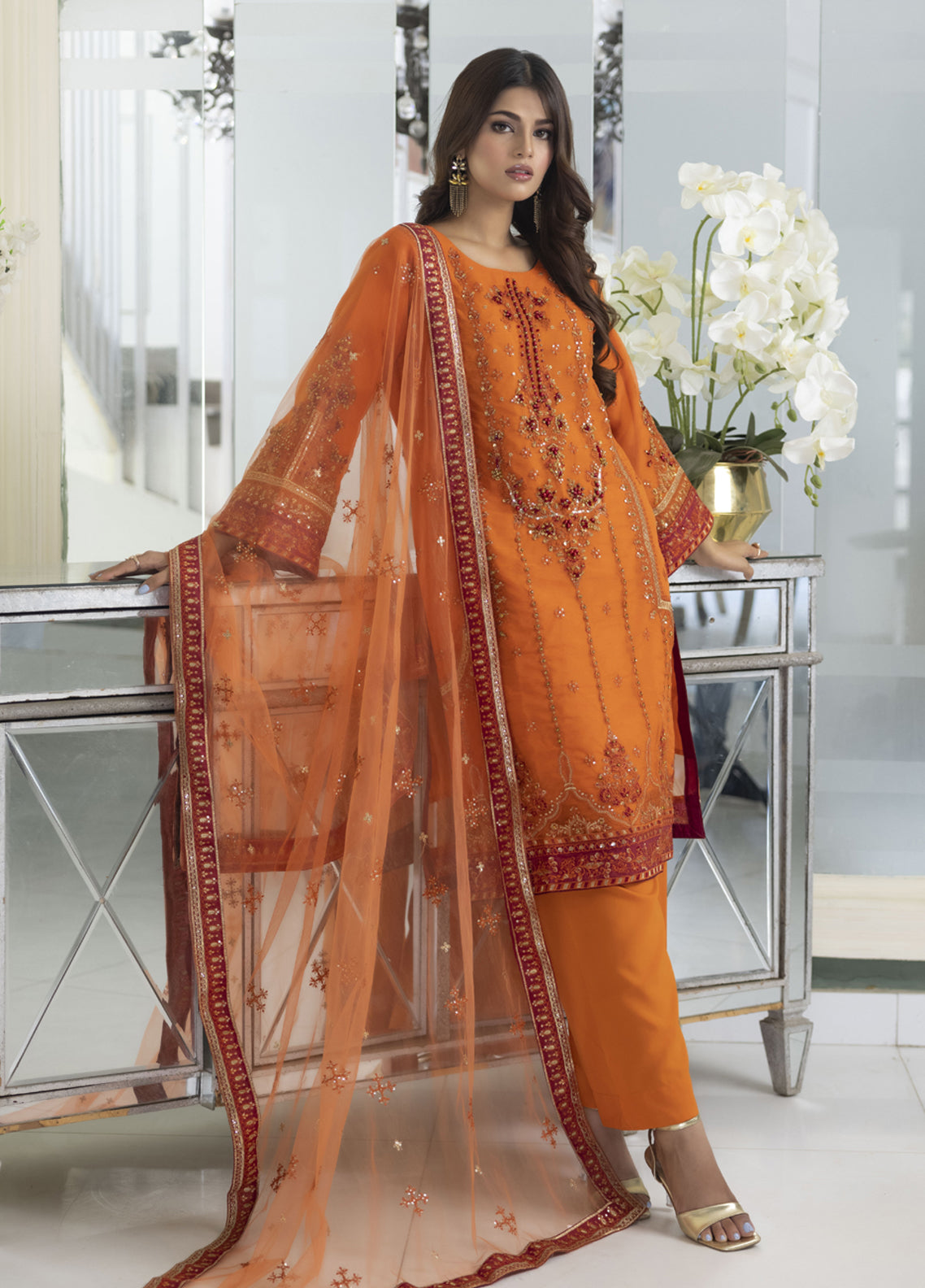 Aashiyan By Polawn Embroidered Stitched 3 Piece Organza Suit PD-23-202 Ready to Wear