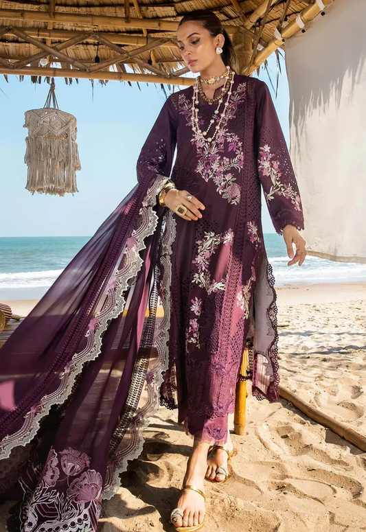Embroidered Lawn 3 Piece Unstitched Suit SSL-HU-DAHLIA-B - Summer Collection