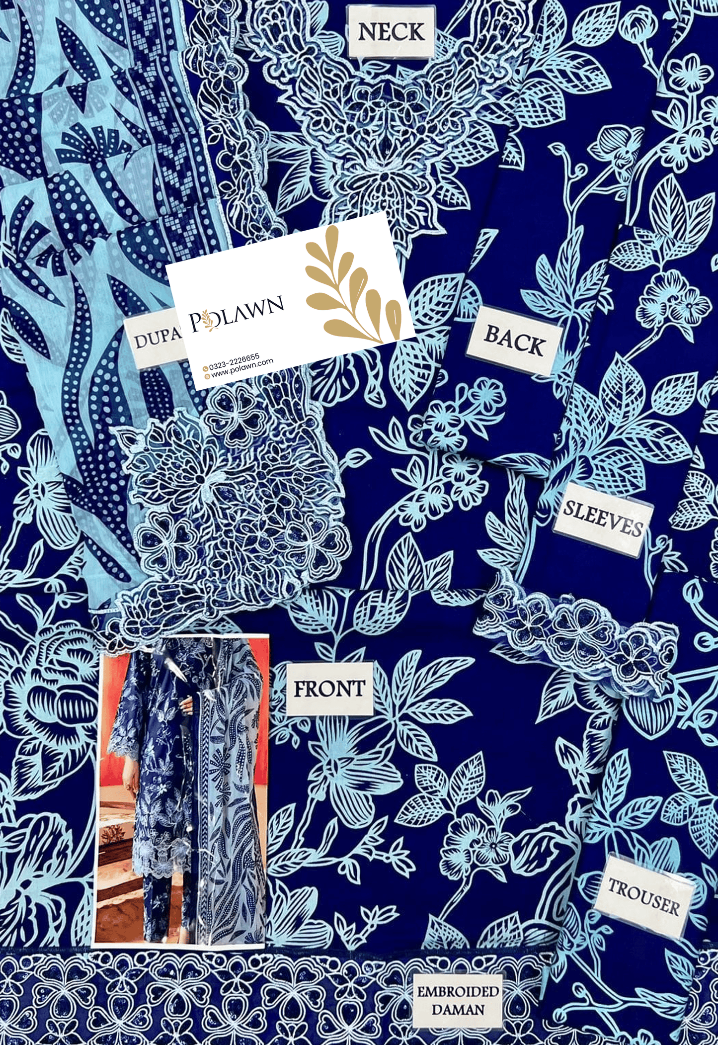 Embroidered Lawn 3 Piece Unstitched Suit NC-NP-465-B - Summer Collection