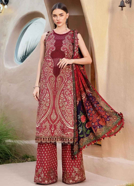 Embroidered Lawn 3 Piece Unstitched Suit MBL-MPT-2512-A-25 - Summer Collection