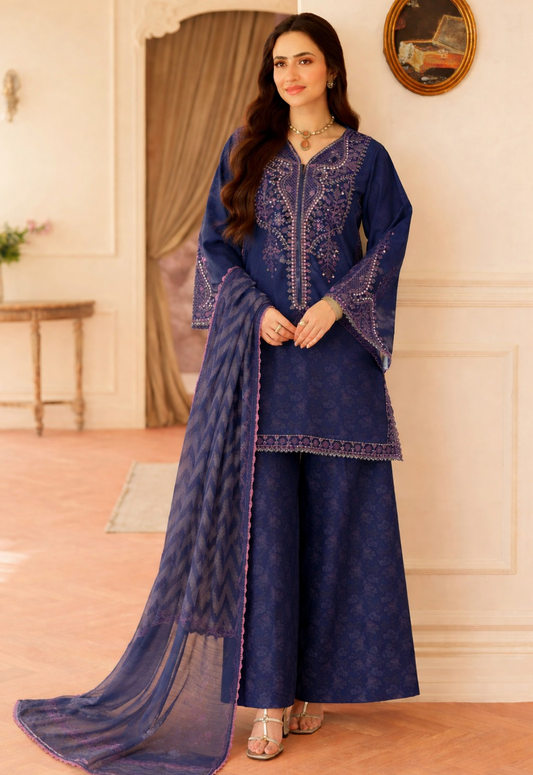 Embroidered Lawn 3 Piece Unstitched Suit ML-BLS-55-A - Summer Collection