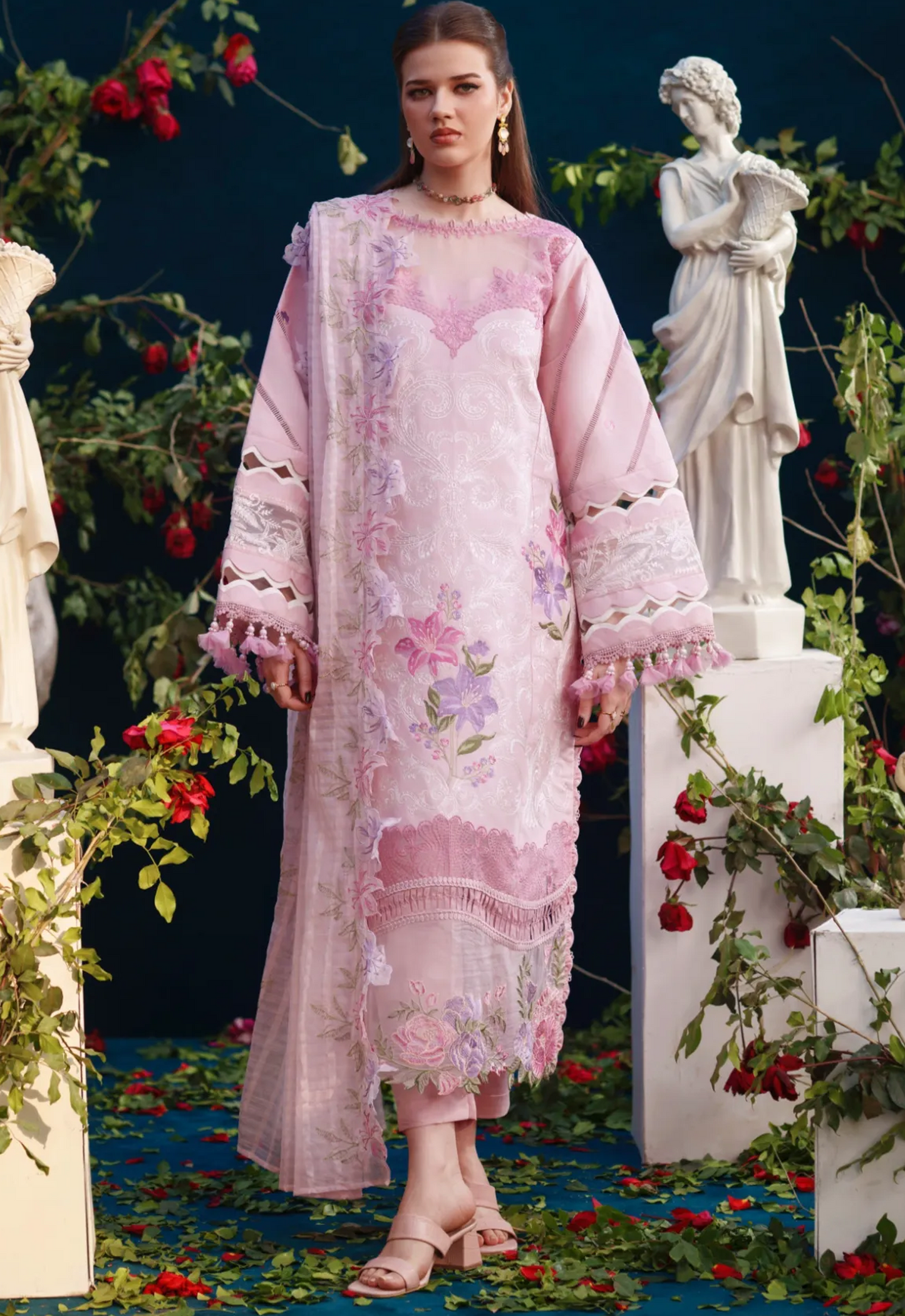 Embroidered Lawn 3 Piece Unstitched Suit PINK-PL-SQ-14-26 - Summer Collection