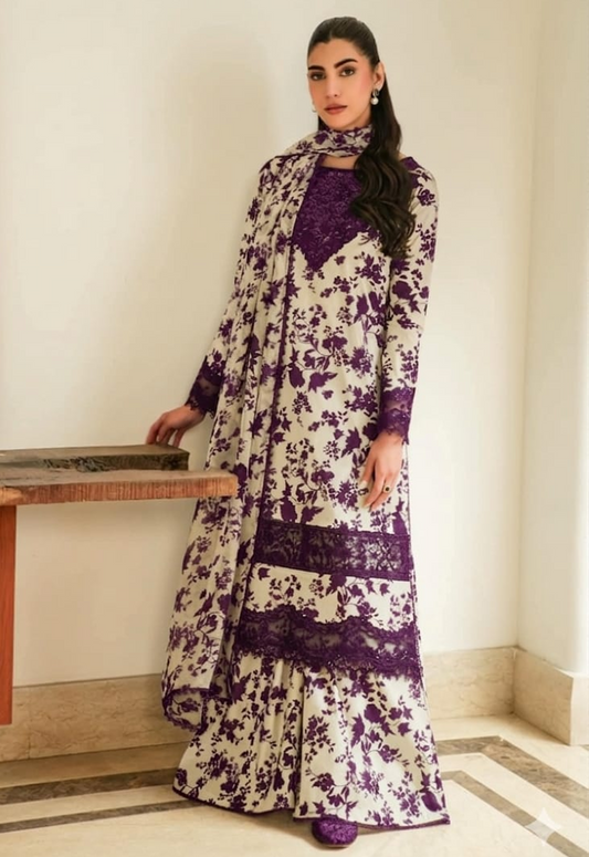 Embroidered Lawn 3 Piece Unstitched Suit ACL-WPR-31-B - Summer Collection