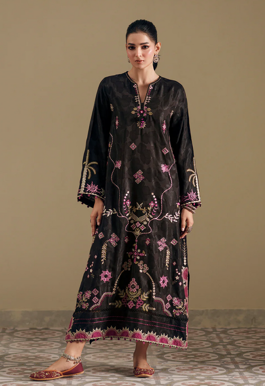 Embroidered Kaftaan Charmeuse Silk 2 Piece Unstitched Suit EK-E4395/103/902 - Party Wear
