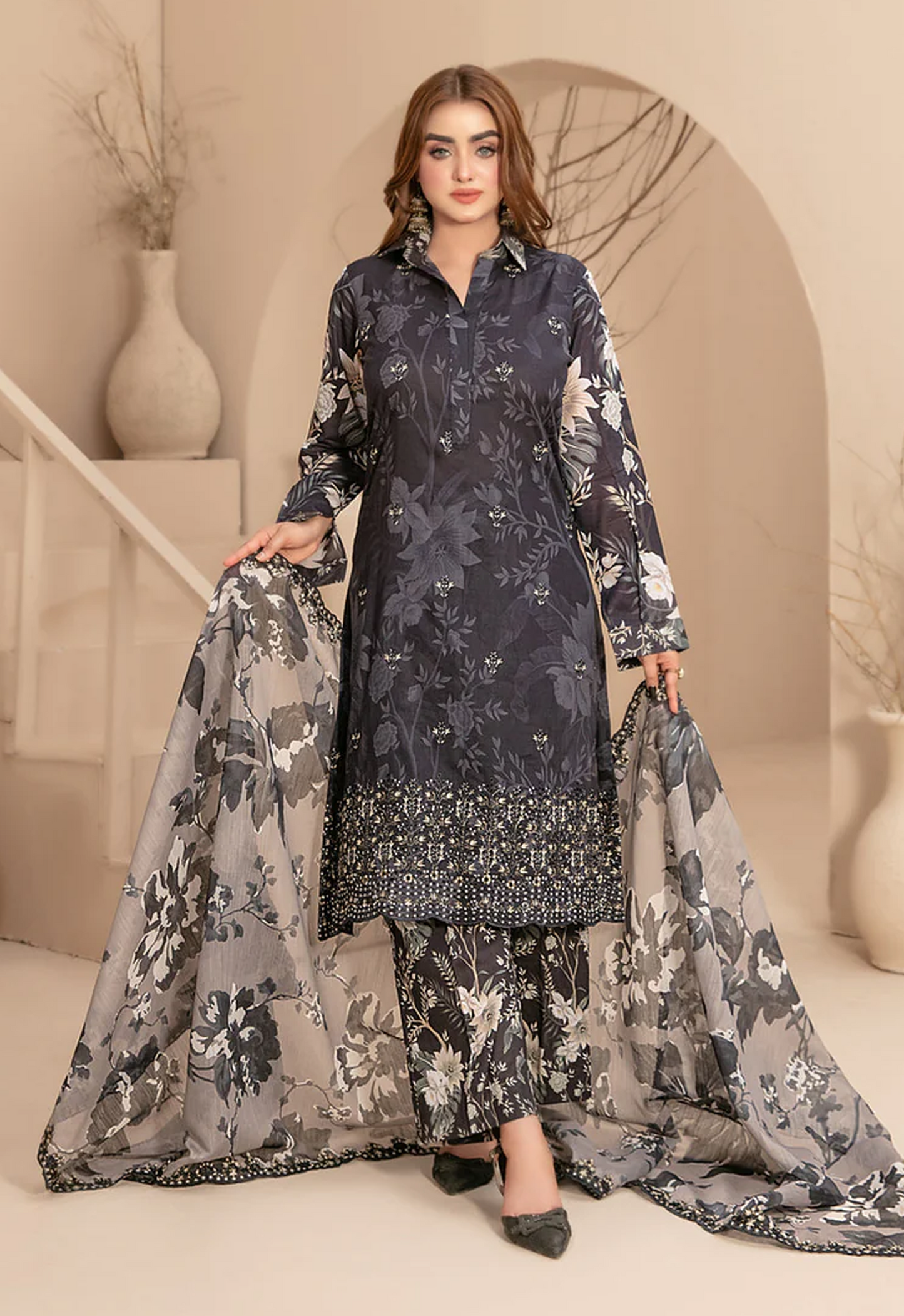 Embroidered Lawn 3 Piece Unstitched Suit TFL-WM-D-3292-LIQA - Summer Collection