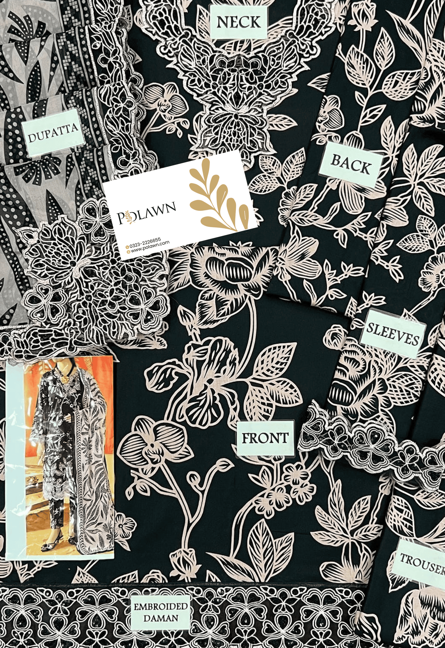 Embroidered Lawn 3 Piece Unstitched Suit NC-NP-465-A - Summer Collection