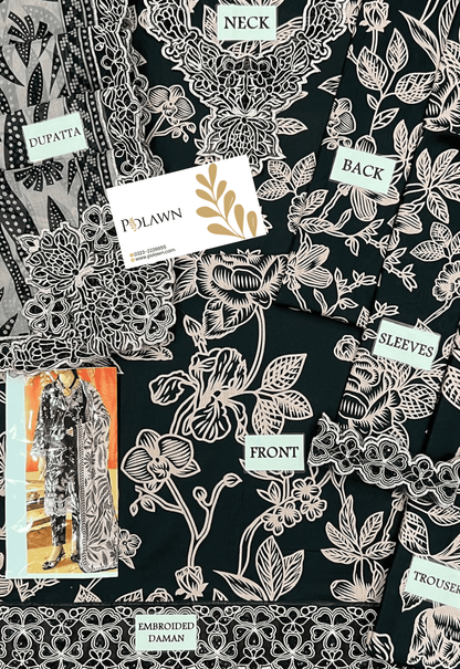 Embroidered Lawn 3 Piece Unstitched Suit NC-NP-465-A - Summer Collection
