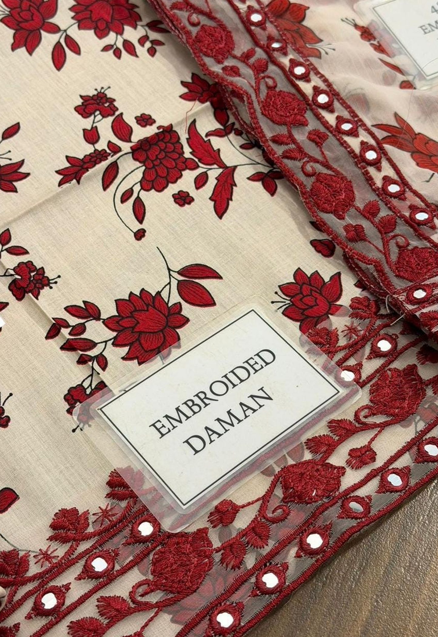 Embroidered Lawn 3 Piece Unstitched Suit MAROON LAWN-ACL-WPR-23 - Summer Collection