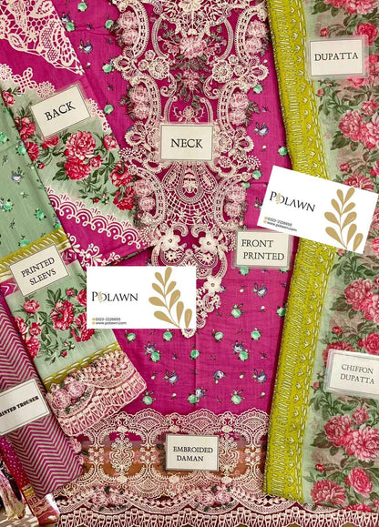 Embroidered Lawn 3 Piece Unstitched Suit ESL-04B-ENCHANTMENT - Summer Collection