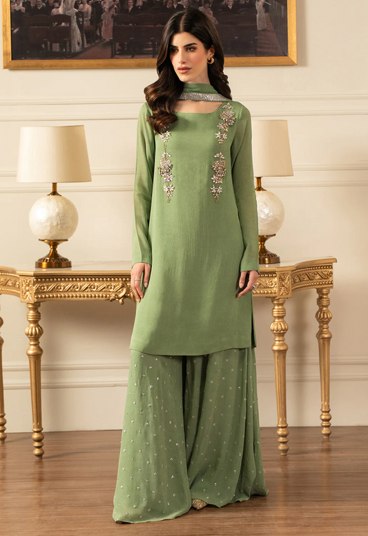 Embroidered Chiffon 3 Piece Unstitched Suit LL-Reyaar Top-26 - Summer Collection