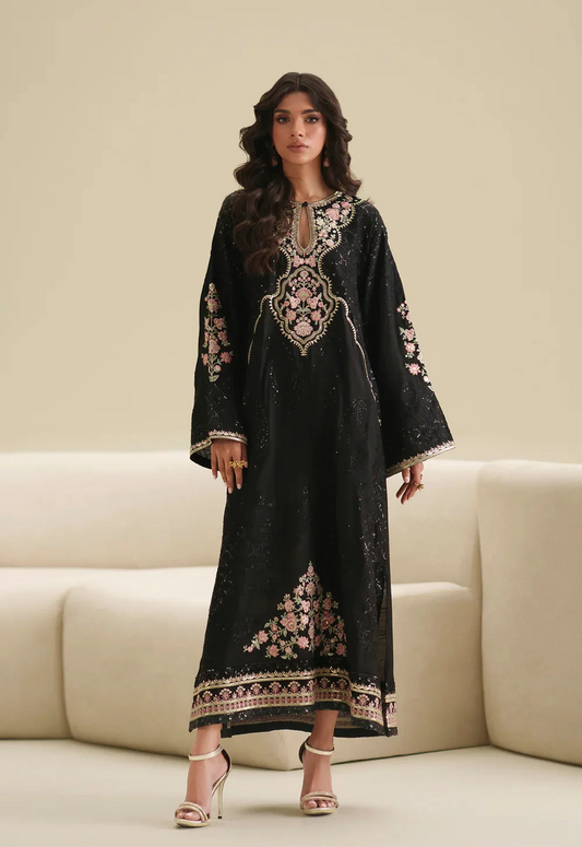 Embroidered Charmeuse Silk/Kaftan 2 Piece Unstitched Suit EK-E1088-104-902 - Party Wear