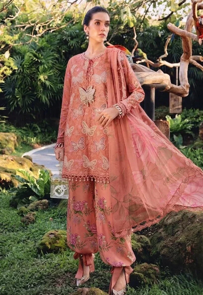 Embroidered Lawn 3 Piece Unstitched Suit PEACH-MBL-MPT-2901-A-26 - Summer Collection