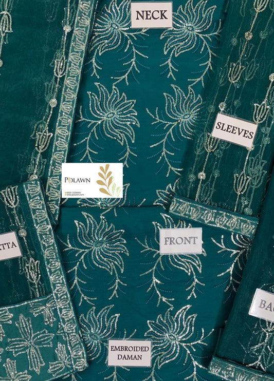 Embroidered Unstitched 3 Piece Net Suit AFC-D05A-ELNAZ Party Wear