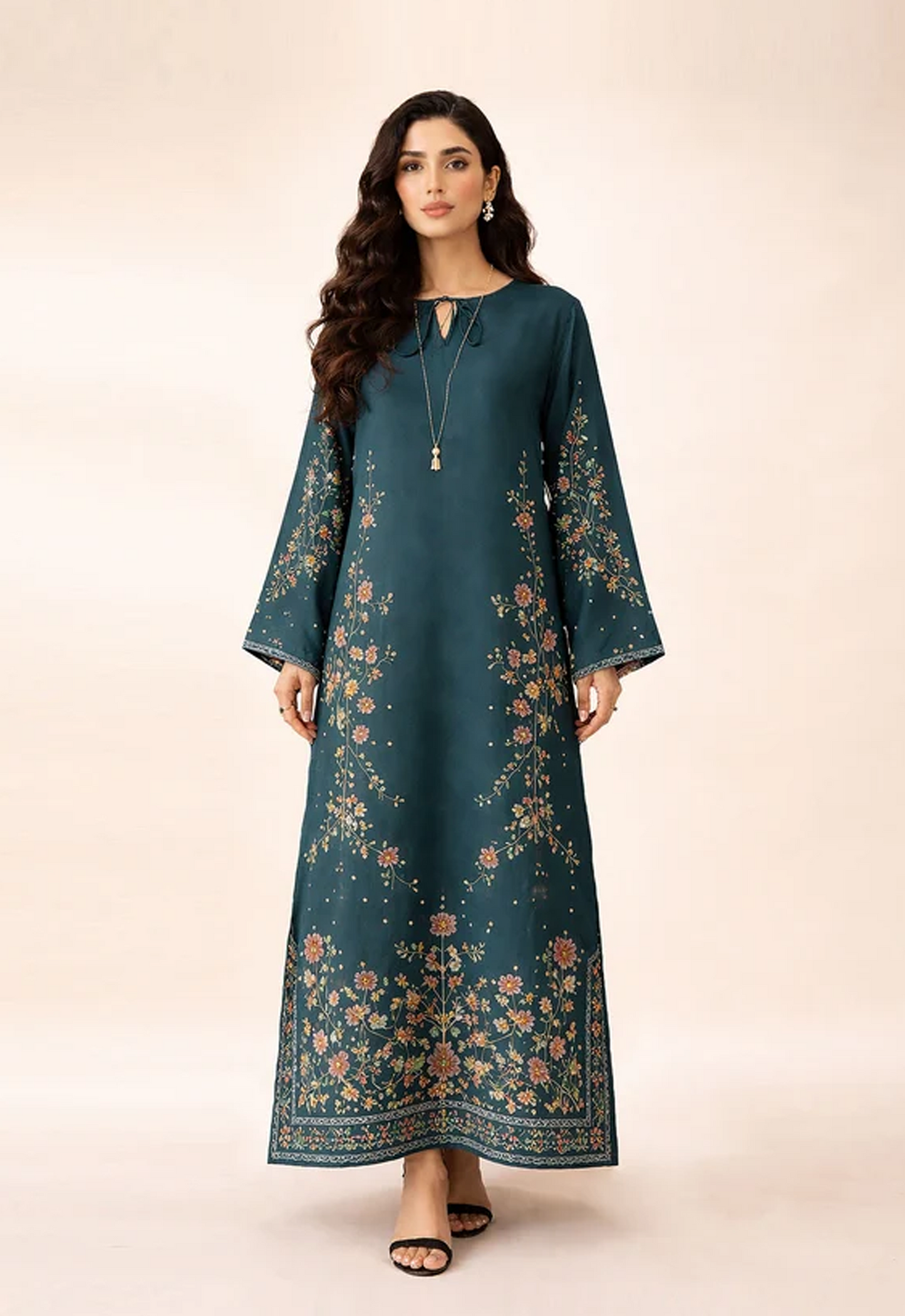 Embroidered Kaftaan Charmeuse Silk 2 Piece Unstitched Suit LK-MOONLIGHT - Party Wear