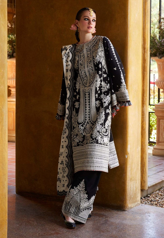 Embroidered Lawn 3 Piece Unstitched Suit HRL-HU-SHAMS-25 - Summer Collection