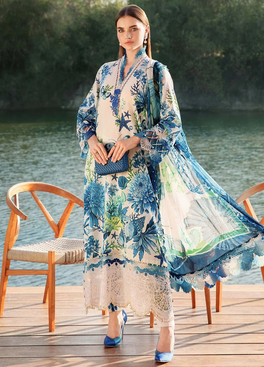 Embroidered Lawn 3 Piece Unstitched Suit MBP-MPT-2510-B-25 - Summer Collection