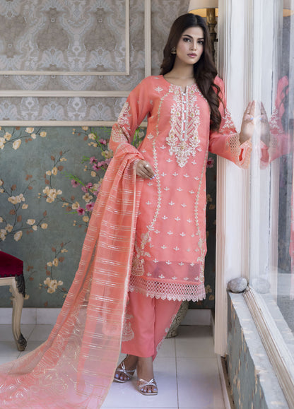 Aashiyan By Polawn Embroidered Stitched 3 Piece Organza Suit PD-23-203 Ready to Wear