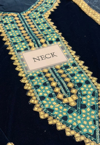 Embroidered Unstitched 3 Piece Velvet Suit IV-64-25 - Party Wear