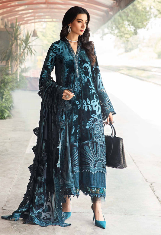 Embroidered Unstitched 3 Piece Velvet Suit MBL-DL-1203 - Party Wear