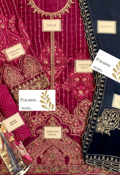 Embroidered Chiffon 3 Piece Unstitched Suit MBC-MPC-25-102 - Party Wear
