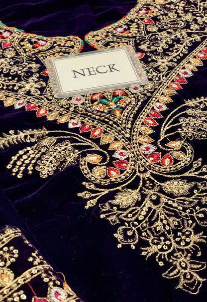 Embroidered Unstitched 3 Piece Velvet Suit JV-CVF-D08-25 - Party Wear