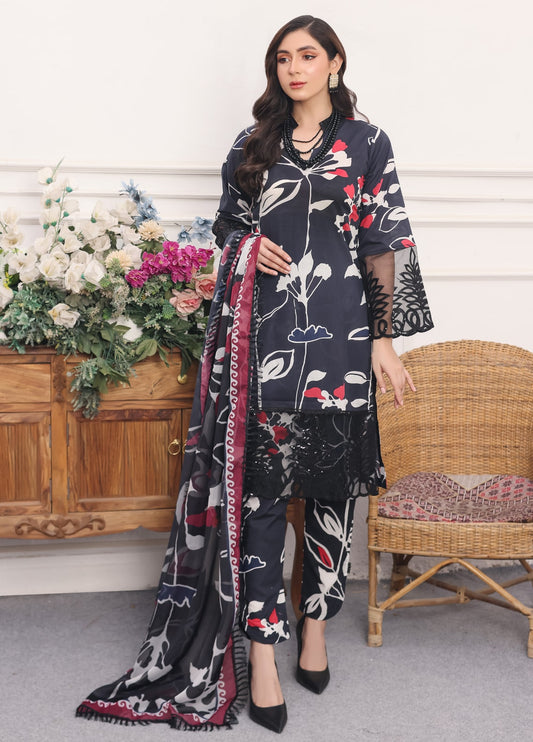 Heer By Polawn Embroidered Stitched 3 Piece Lawn Suit PD-24-101-B-Ready to Wear