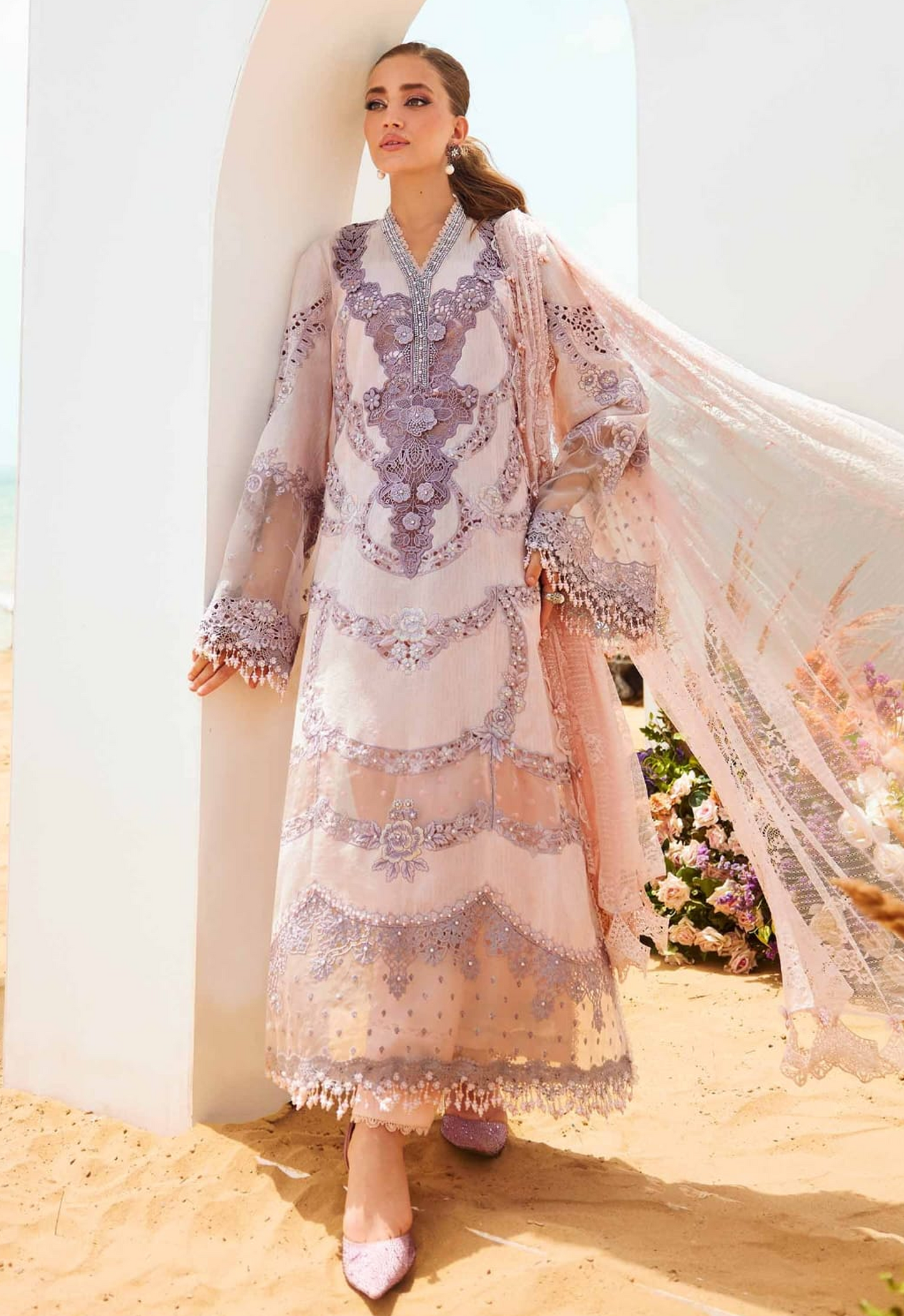 Embroidered Lawn 3 Piece Unstitched Suit MBL-HU-EID-25-02 - Summer Collection