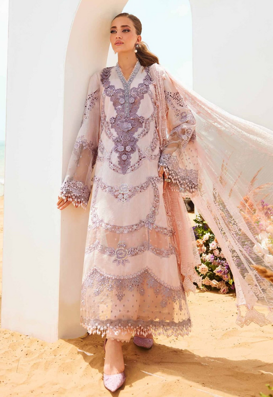 Embroidered Lawn 3 Piece Unstitched Suit MBL-HU-EID-25-02 - Summer Collection