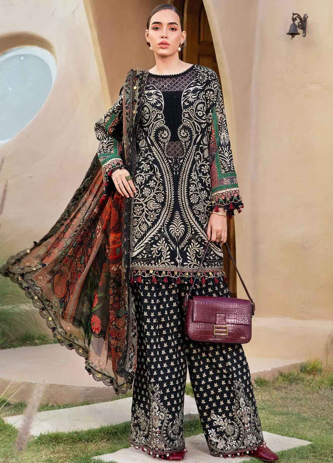 Embroidered Lawn 3 Piece Unstitched Suit MBL-MPT-2512-B-25 - Summer Collection