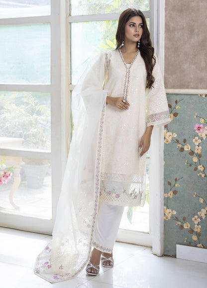 Aashiyan By Polawn Embroidered Stitched 3 Piece Organza Suit PD-23-201 Ready to Wear