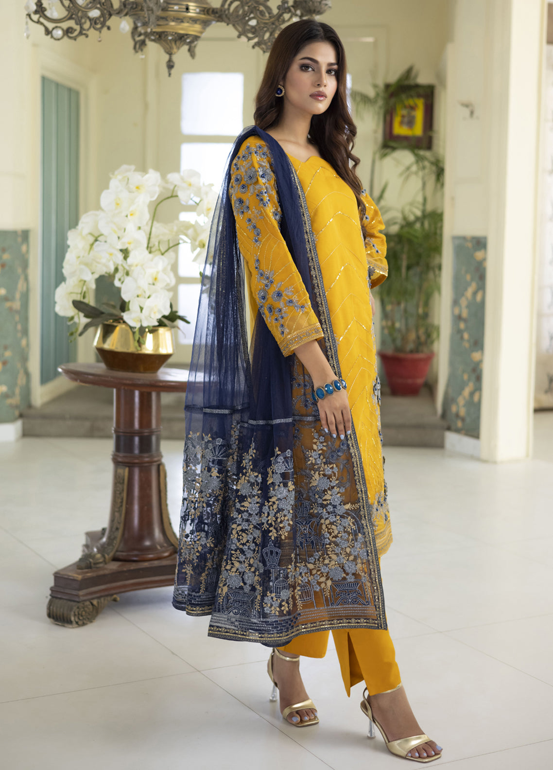 Aashiyan By Polawn Embroidered Stitched 3 Piece Organza Suit PD-23-204 Ready to Wear