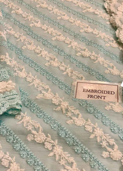 Embroidered Chiffon 3 Piece Unstitched Suit AC-Mint Glaze-24 - Party Wear