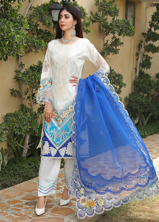 Embroidered Stitched 3 Piece Lawn Suit Exclusive-2301 Ready to Wear