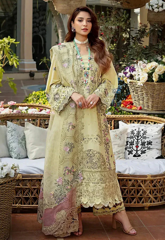 Embroidered Lawn 3 Piece Unstitched Suit EL-HU-ELM-2A - Summer Collection