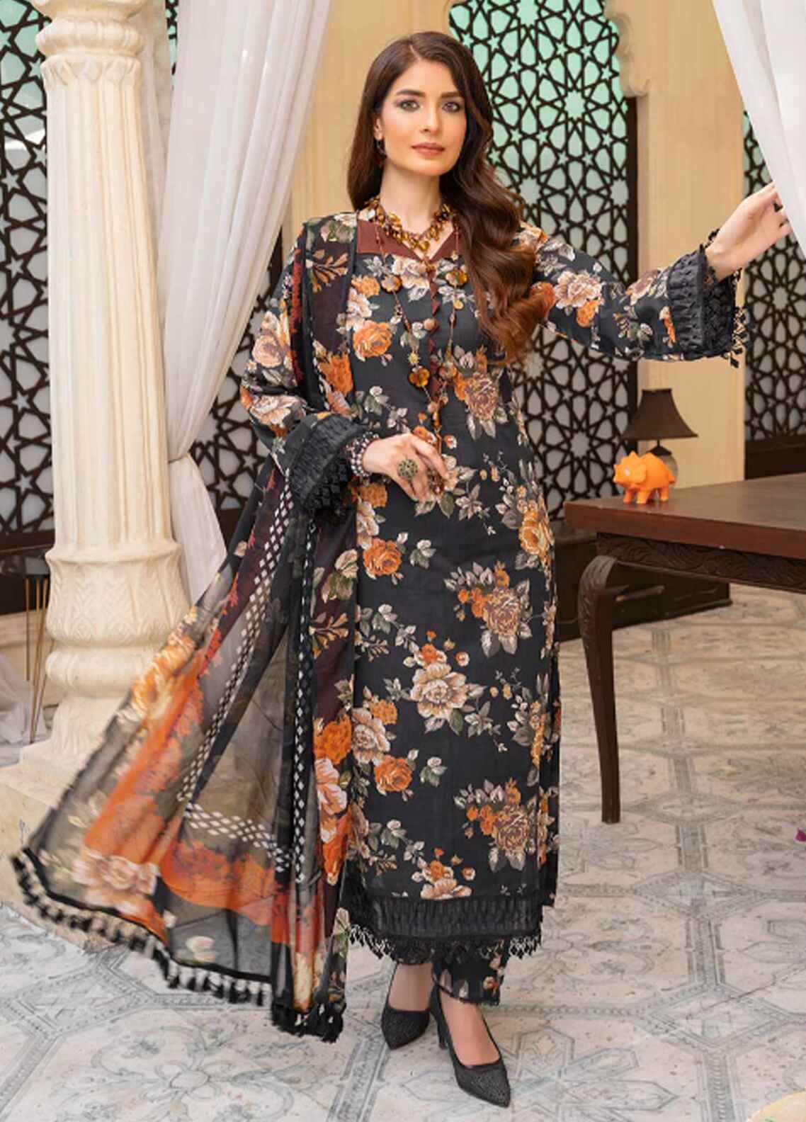 Printed Silk 3 Piece Unstitched Suit PL-CHAMEUSE-112-24 - Party Wear