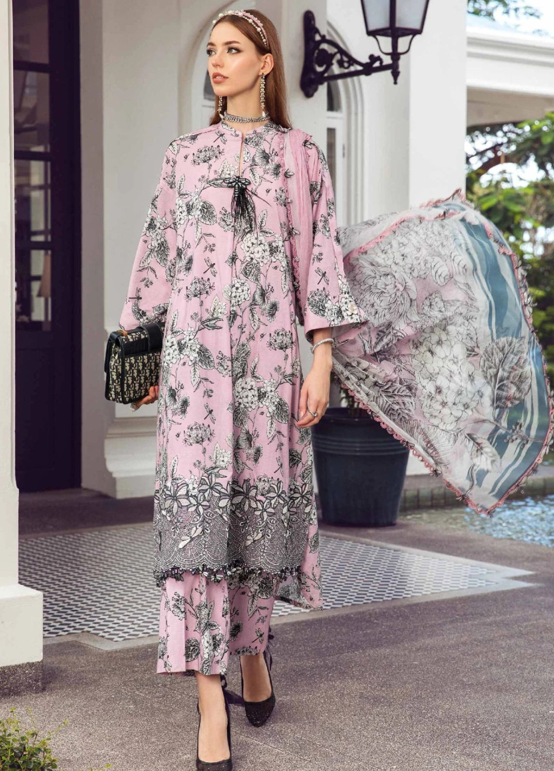 Embroidered Lawn 3 Piece Unstitched Suit MBL-MPT-1908-A-23 - Summer Collection